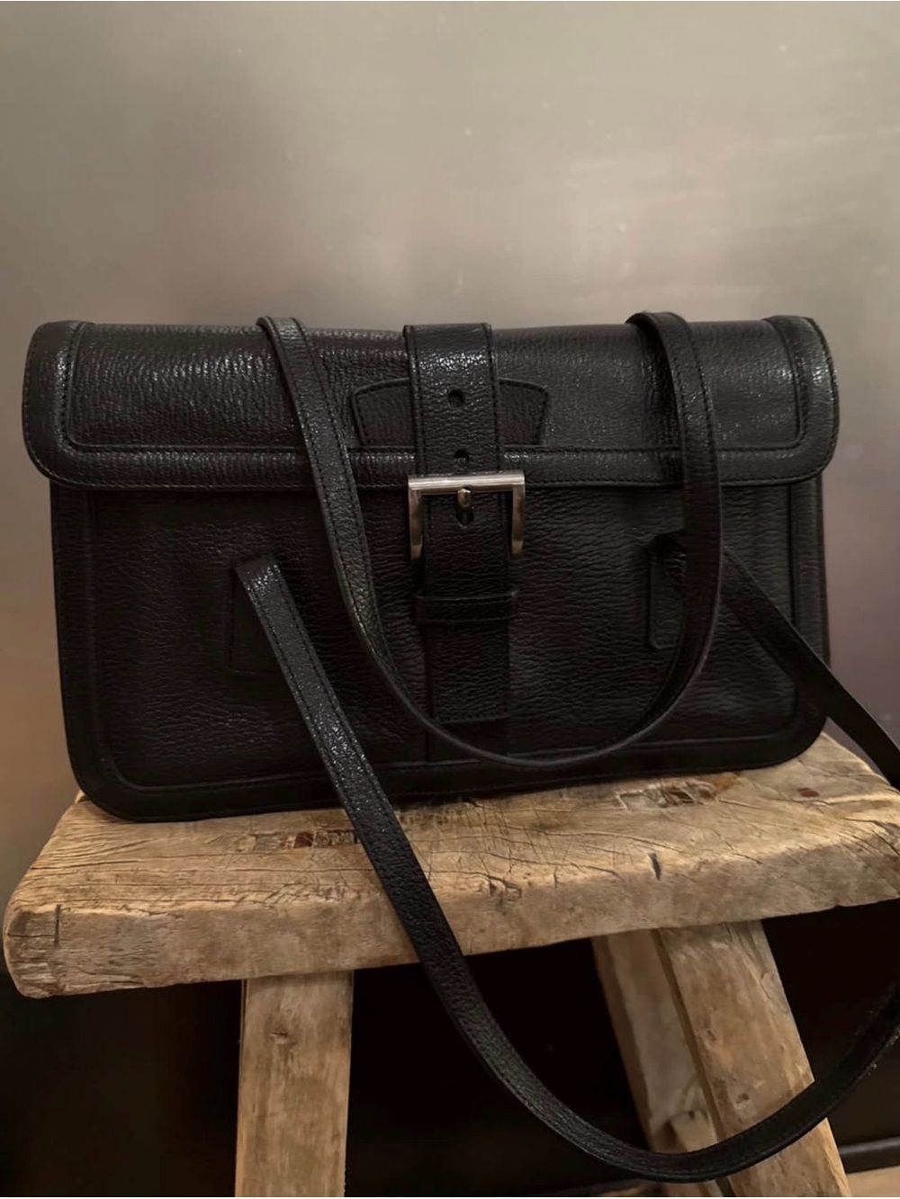 Authentic Prada Archive Vintage Black Baguette Satchel Shoulder Bag Leather - Picture 2 of 8